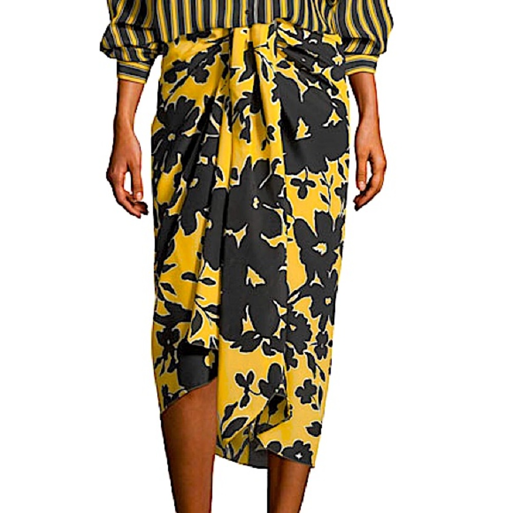MICHAEL KORS COLLECTION RESORT 2018 Tropical Floral-Print Sarong Skirt XS NWOT